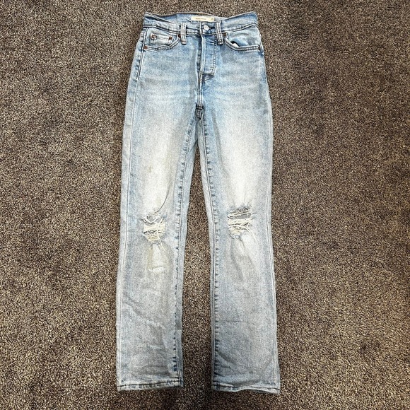 Levi's Denim - Levi's Wedgie Straight Jeans Womens 25 Light Blue Good Distressed High Rise